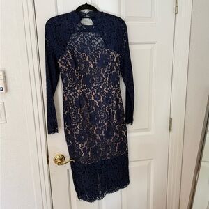 Keepsake Sleeve Navy Lace Dress